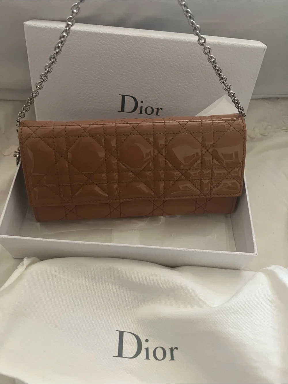 Dior Beige/Tan Leather Zip Wallet